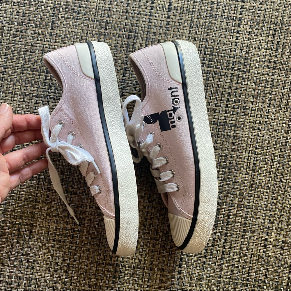 NEW Isabel Marant Pink Canvas Binkoo Low Top Sneakers - Picture 4 of 11